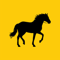 horse pose icon vector design monocolor on yellow background