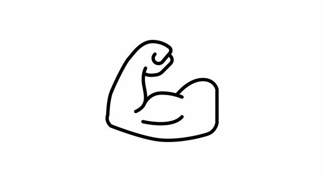 Muscle Bicep Icon Animation 4K Transparent Background Seamless Loop 
