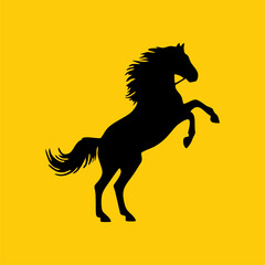 horse pose icon vector design monocolor on yellow background