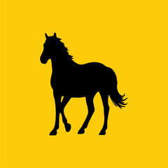 horse pose icon vector design monocolor on yellow background