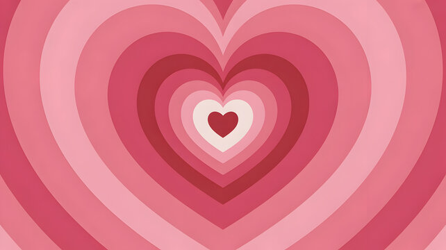 Pink and Red Concentric Hearts Background, Valentine's Day Love Pattern