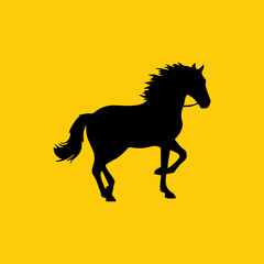 horse pose icon vector design monocolor on yellow background