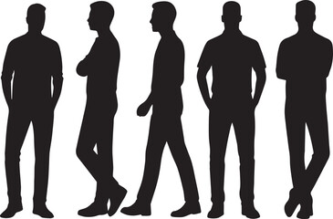 Highly Detailed People Silhouette Illustration | Men Cut Out Human Outline Vector