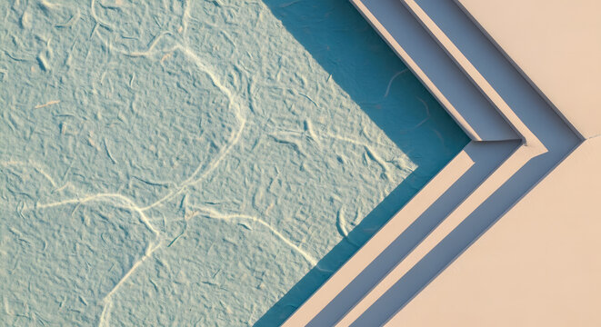 Abstract composition of textured blue surface and geometric beig