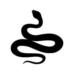 Fototapeta premium A striking silhouette of a coiled black snake on a white background
