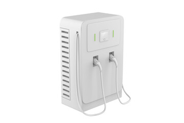 Public charging battery for modern electric vehicles with mockup. 3d illustration