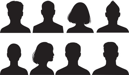Human Faces Silhouette Illustration | Women Profile View Cut Out Vector Icons & Minimalist Graphic Collection