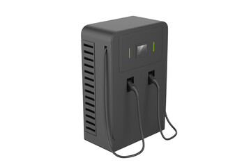 Public charging battery for modern electric vehicles with mockup. 3d illustration