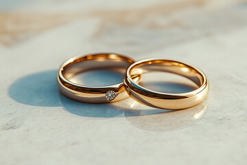 Gold And Gemstone Wedding Rings Displayed With Natural Lighting