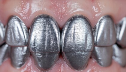 Extreme dental macro of an inlay onlay preparation with a root canal file inside the chamber in crimson red.