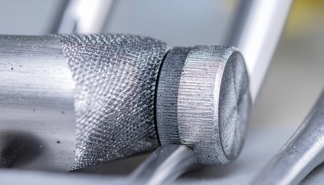 Sterile surgical macro view of a pedicle screw insertion guide alongside precision micro-surgery needle holders in chrome.