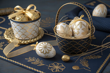 Easter egg decoration in a basket