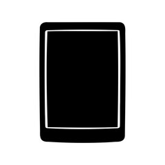 Black silhouette of a modern tablet device with rounded corners display