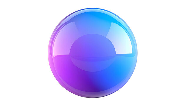 A 3D render of a spherical object with smooth, glossy surfaces. It features a gradient of colors, transitioning from blue to purple