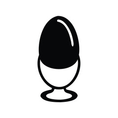 Elegant single soft boiled egg nestled in a minimal eggcup icon