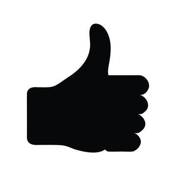An illustration of a black thumbs up gesture isolated on white background