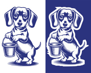 Cute Puppy Holding a Paint Bucket Illustration