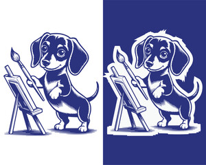 Cute Puppy Painting on Canvas Illustration