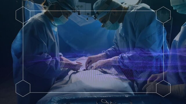 Animation of digital frame over diverse surgeons during operation