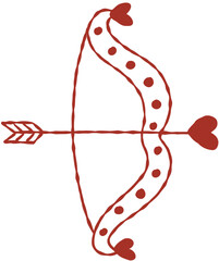 Cupid Bow and Arrow Hand Drawn Line Art Vector Illustration