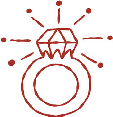 Diamond Ring Hand Drawn Line Art Vector Illustration