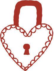 Heart Shaped Lock Hand Drawn Line Art Vector Illustration