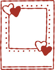Hearts Photo Frame Hand Drawn Line Art Vector Illustration
