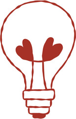 Love Light Bulb Hand Drawn Line Art Vector Illustration
