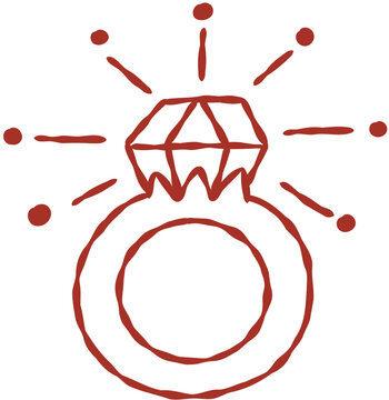 Diamond Ring Hand Drawn Line Art Vector Illustration
