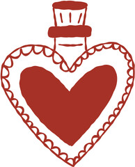 Love Potion Bottle Hand Drawn Line Art Vector Illustration