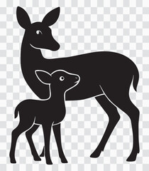 Deer Silhouettes | Doe and Fawn Wildlife Icons, Forest Animal Graphics & Elegant Nature Family Collection