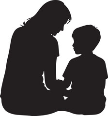 Silhouette of mother and child