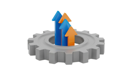 Gear with Upward Arrows: Symbolizing Growth and Progress