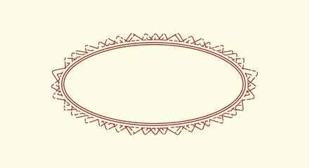 Single ornate oval frame with a jagged edge design and a warm brown color set against a light cream background for text or photography.