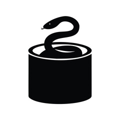 Snake in a pot, a dark, minimalist, graphic illustration style image