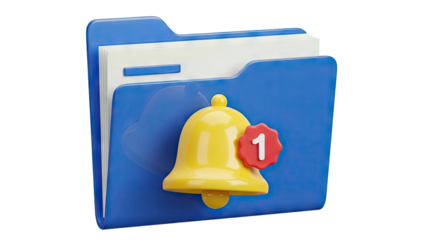 3D Folder Icon with Notification Bell