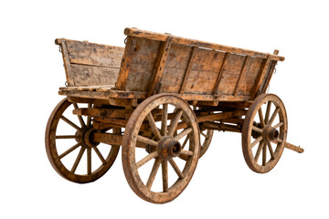 Fototapeta premium Vintage Wooden Cart with Large Spoked Wheels