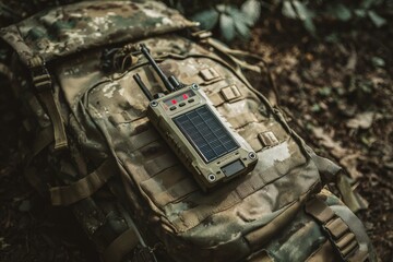 Emergency Radio and Solar Charger on Camouflage Backpack for Outdoor Survival and off Grid Adventures