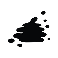 Abstract black ink blot with circular shapes isolated on white background