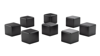 Set of black cubes 3D render icon isolated on white background