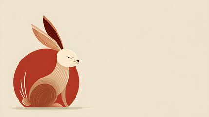 Stylized red rabbit illustration representing Chinese New Year, zodiac sign of the rabbit, peace, luck, tradition and festive celebration