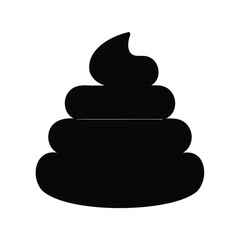 Stylized Black Poop Emoji on a White Background Depicting Excrement
