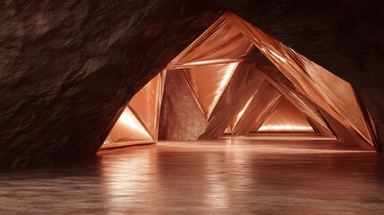 made of glass-like materials, sharp reflections, luminous edges, and futuristic environment