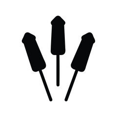 Three black firecracker rockets set to launch for celebration and fun