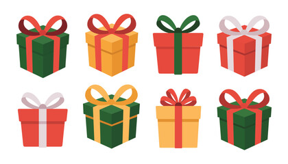 Colorful Gift Box Present Vector Icon Set