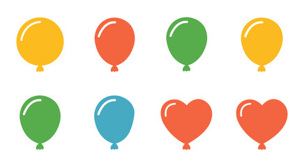 Balloon and Heart Shape Vector Icon Set