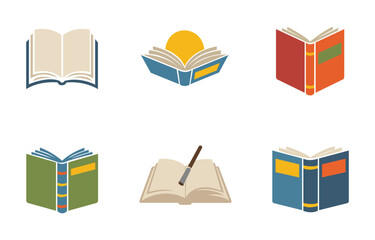 Open Book Education Vector Icon Set