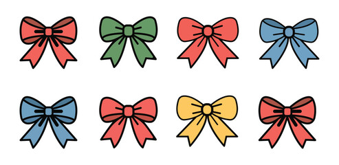Colorful Ribbon Bow Vector Icon Set