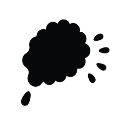 Abstract organic cloudlike shape with droplets emanating, represented in a black silhouette
