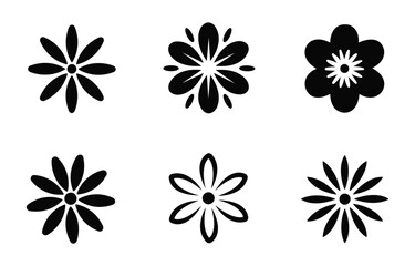 Floral Flower Silhouette Vector Icon Set